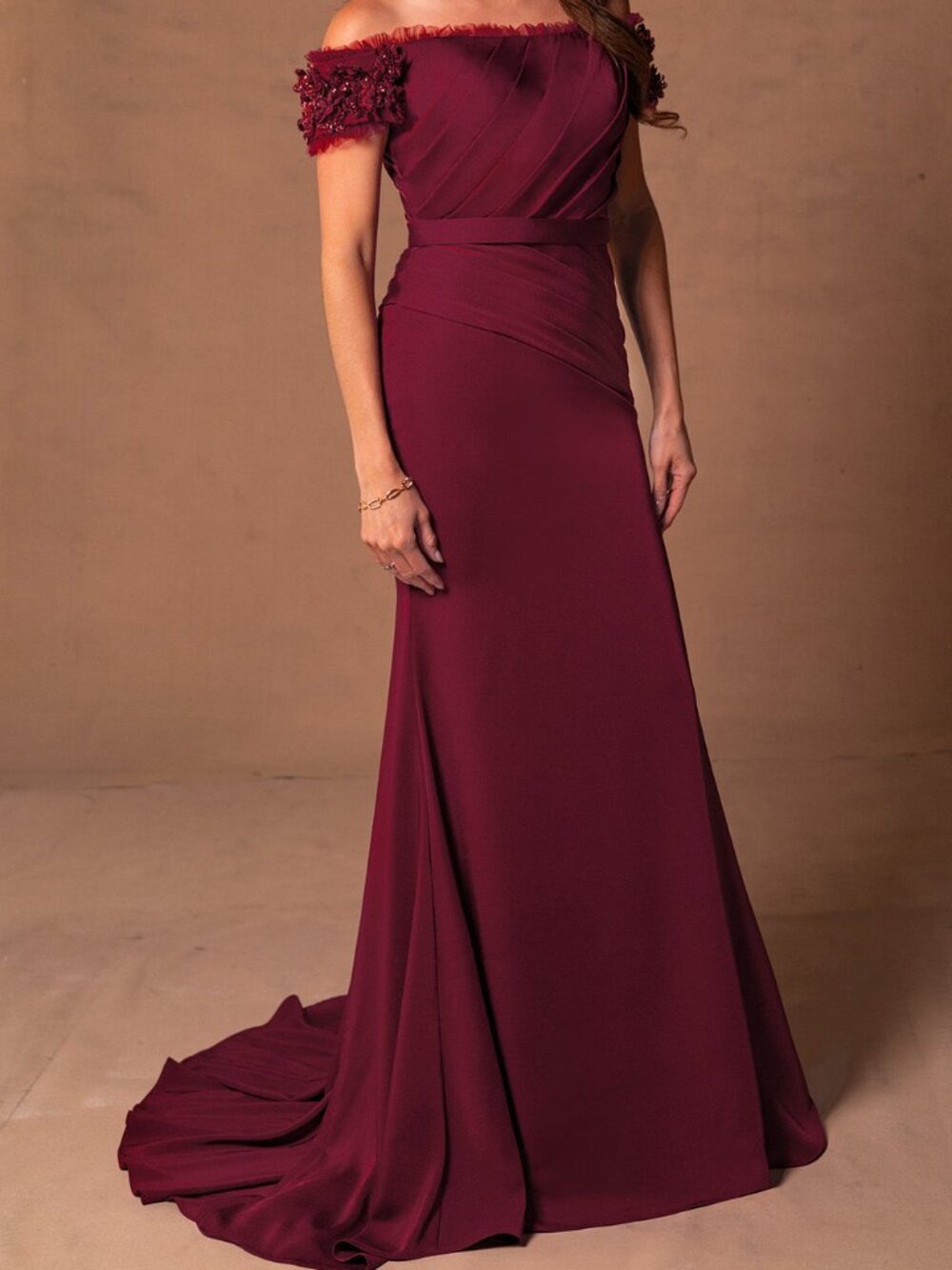 NWT Rachel Allan RB8180 Pleated Mother of the Bride Dress Burgundy size 6